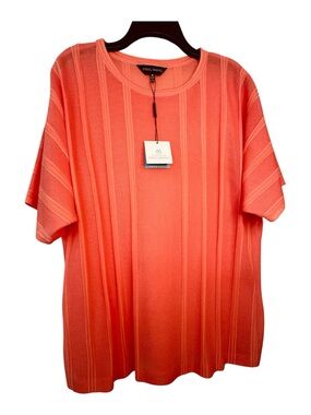 Ming Wang Coral Ribbed Short Sleeve Tunic